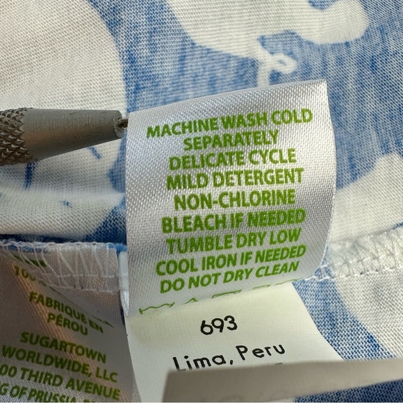 Lilly Pulitzer Windsor Strapless Dress XS Tusk In Sun Blue White Elephants Pima - Picture 7 of 8